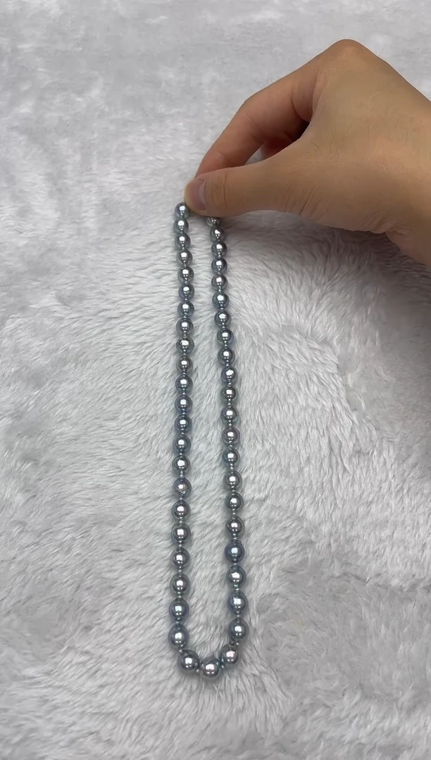 项链银S925镶嵌海水珍珠AK真多麻8-8.5mm