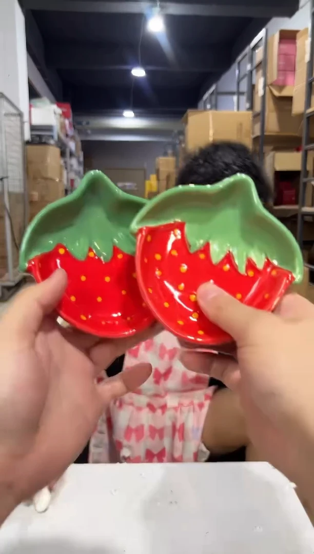 瓷片草莓小碟子2件套