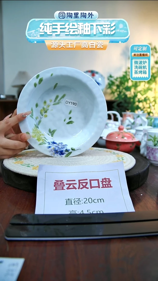 盘手绘高温釉下彩陶瓷