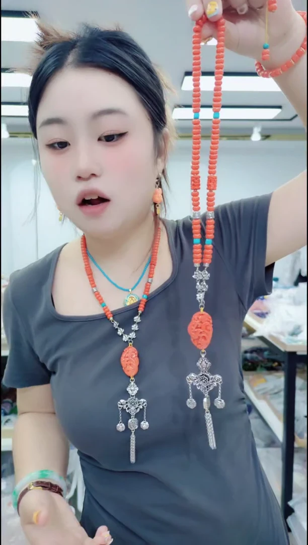 玛瑙/玉髓颈饰合金1332红项链