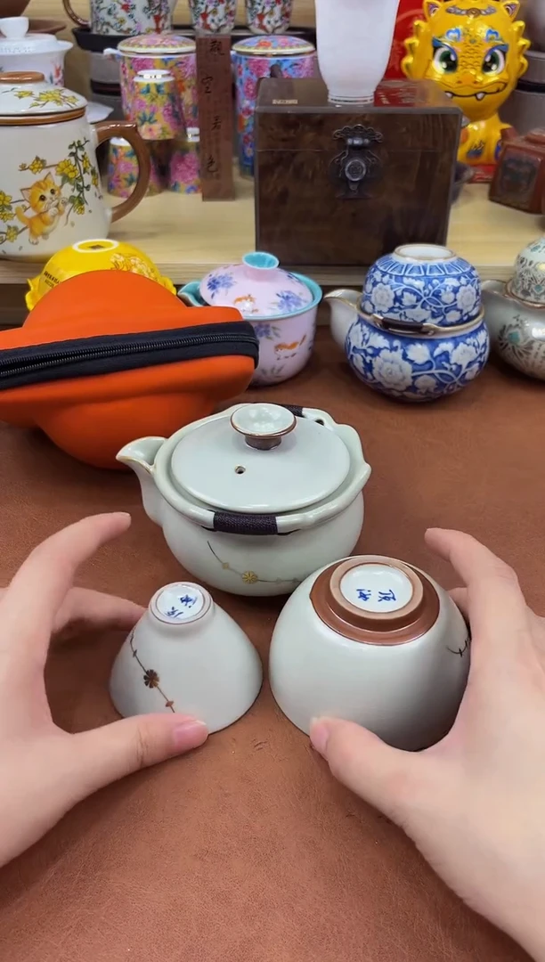 陶瓷茶具摆件旅行套组