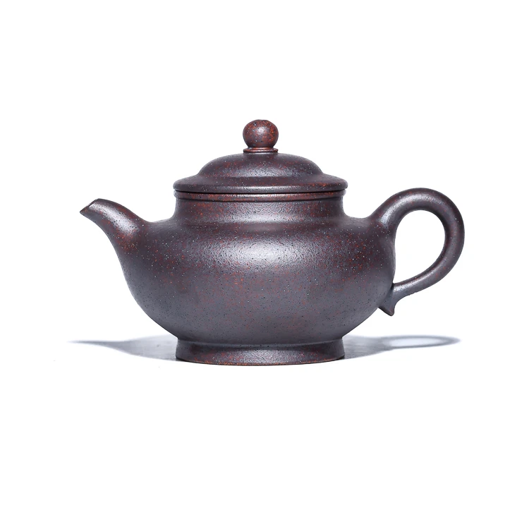 121#  无添加高温麻子段泥 380cc扁樱手工茶壶 宜兴紫砂壶