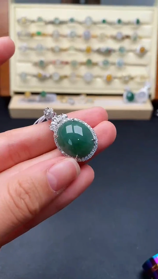 翡翠戒指银S925镶嵌11111111+8