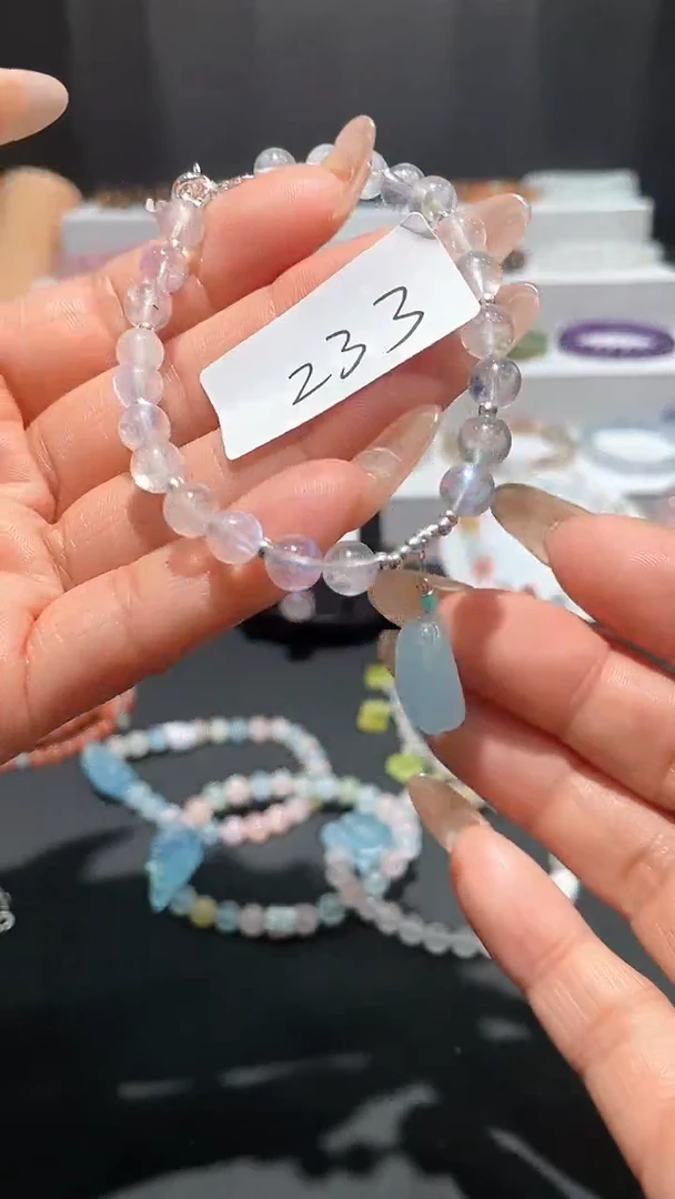 烟晶手链银S925镶嵌喜欢拍