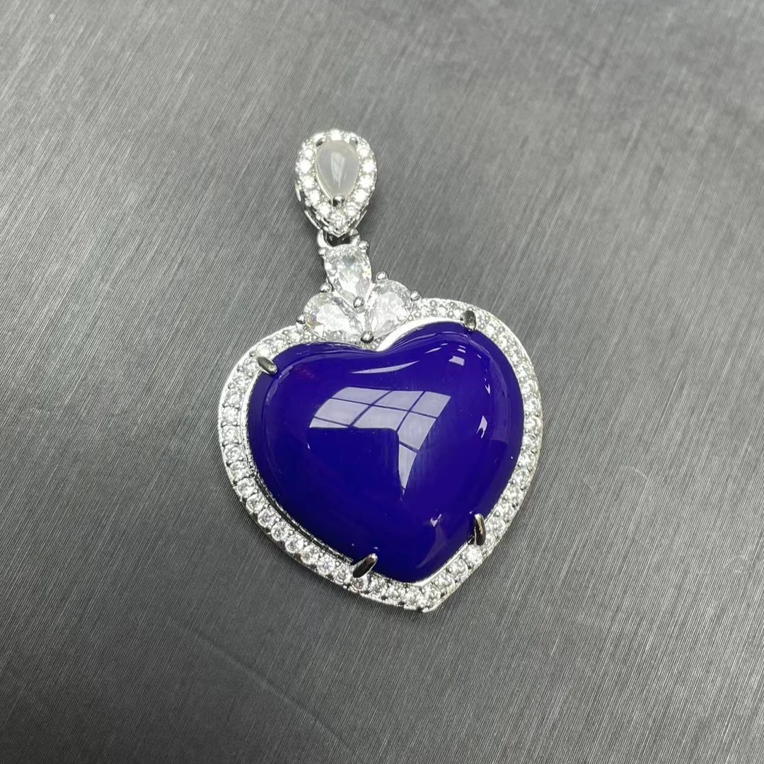 精选紫气东来富贵镶嵌爱心舒俱来紫俱来玛瑙吊坠气质百搭款