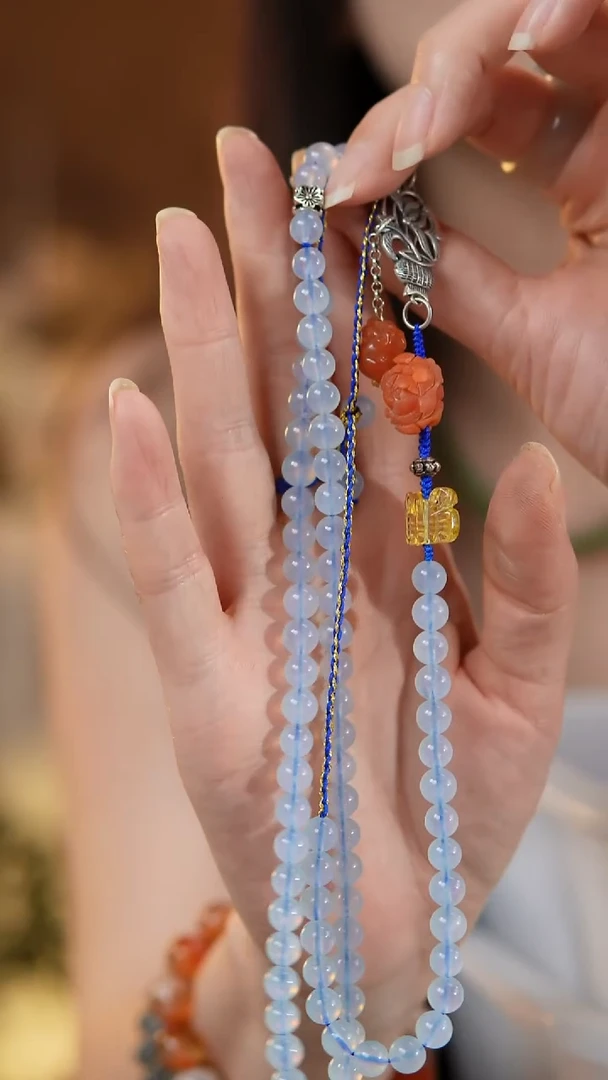 海蓝宝石手链银S925镶嵌海蓝宝多圈