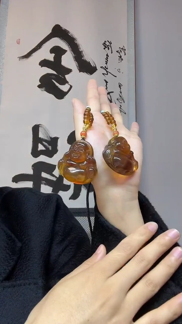 琥珀颈饰未镶嵌血蜜珀佛公多样性发其一