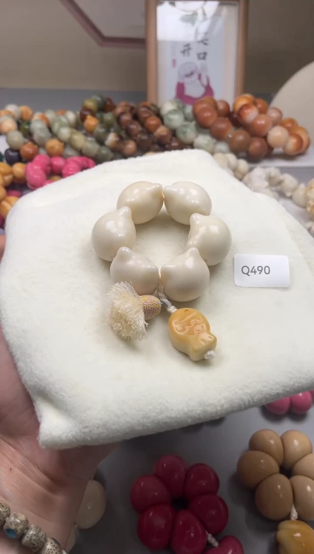 手串菩提根/象牙果Q490牙果猫头手捻25+mm一串通货随机