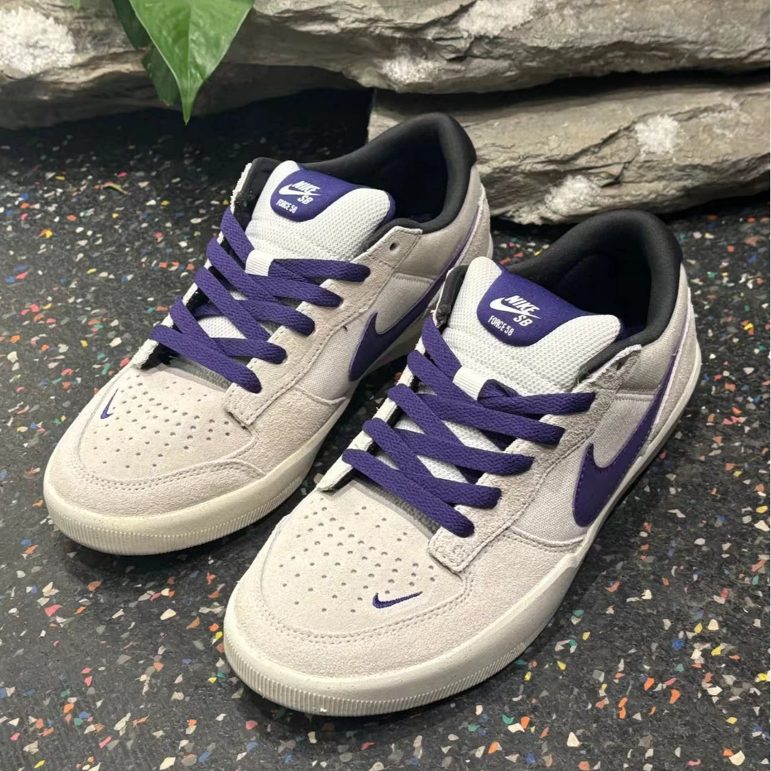 NIKE耐克SB FORCE 58 男款白紫色低帮复古运动休闲板鞋官方正品