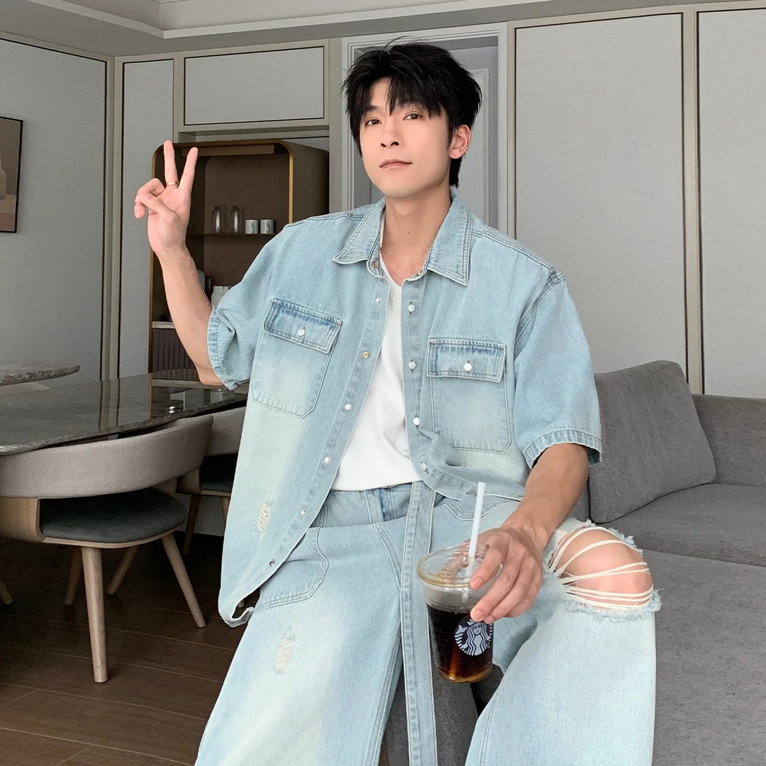 Simple【夏日旋律】夏季超好看ootd穿搭男夹克牛仔套装Z619-K619
