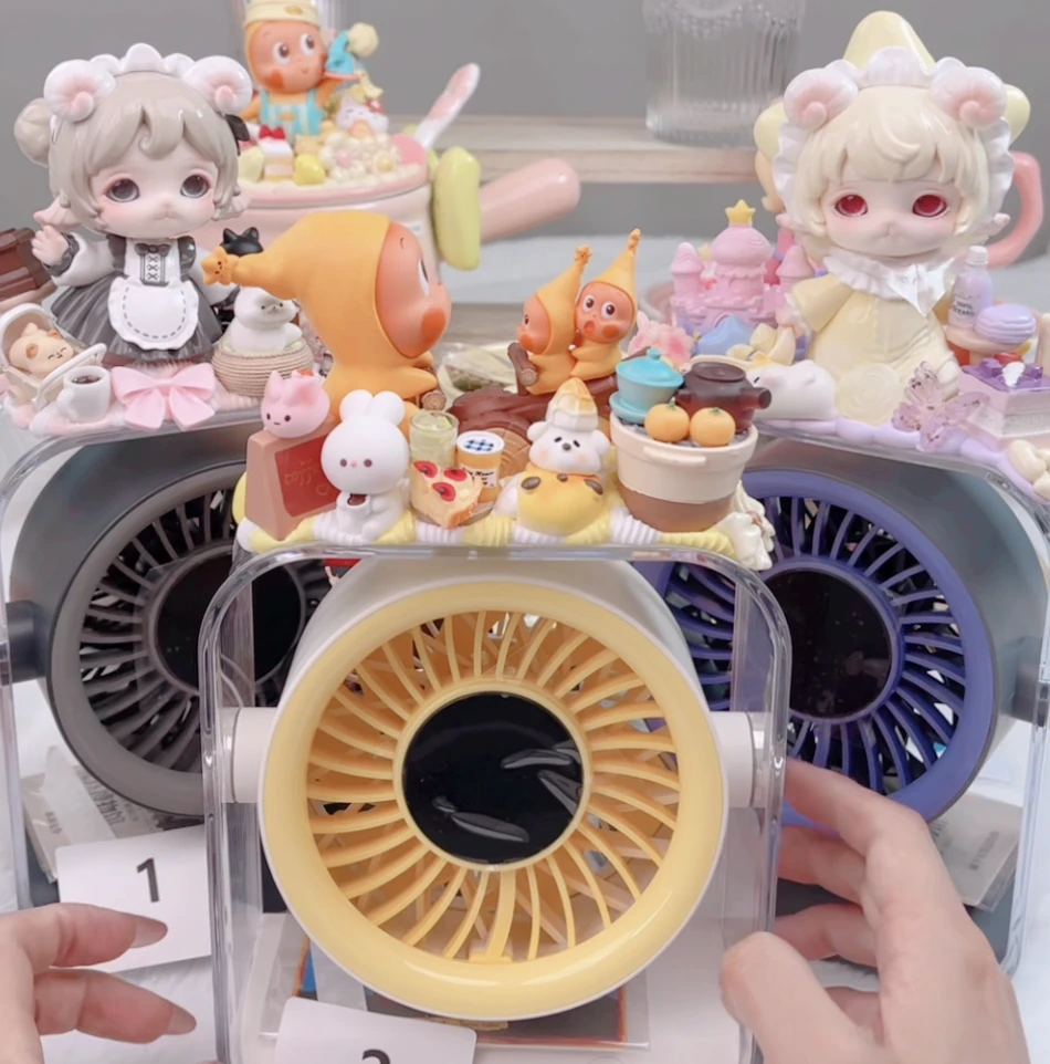 【明款风扇】正版手办重创意新奇特手绘可爱手绘电风扇充电摆件