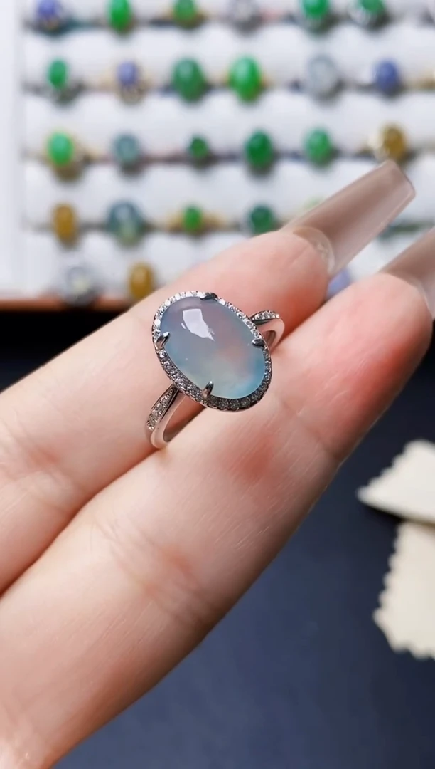 银S925镶嵌戒指翡翠3356