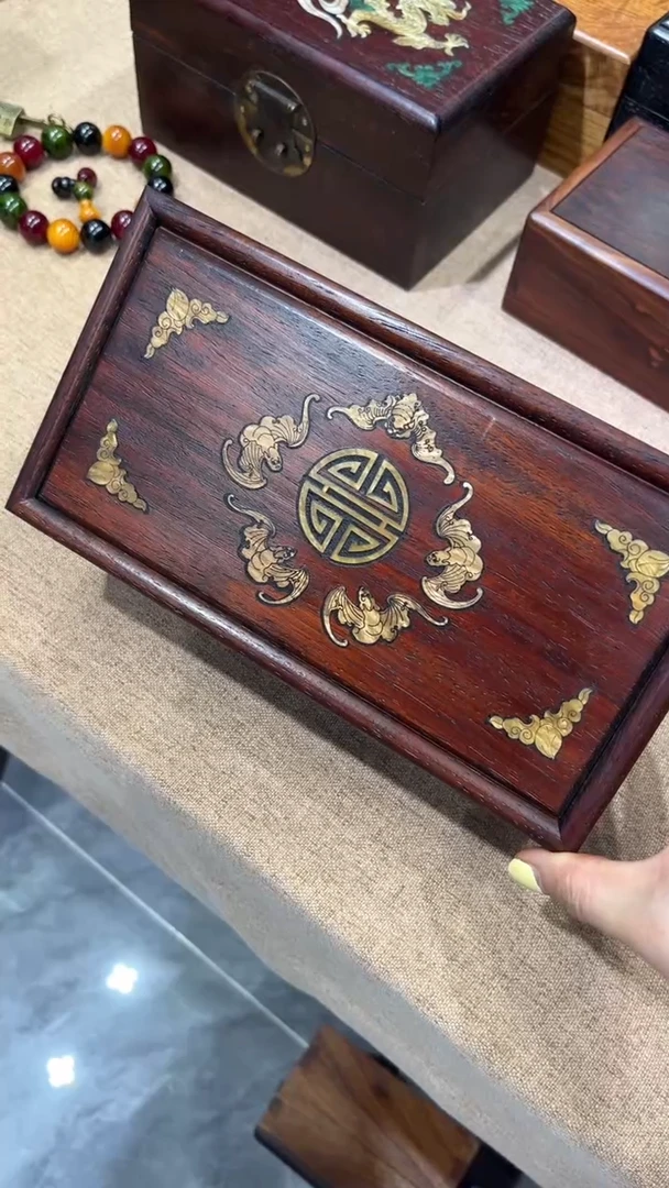 木五福捧寿螺钿抽拉盒