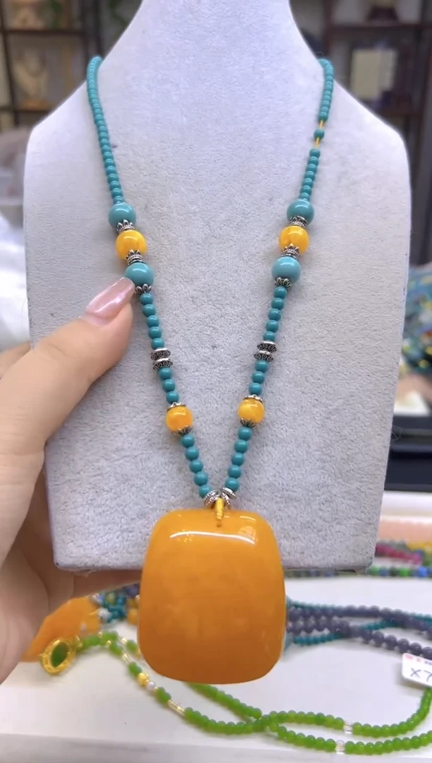 未镶嵌毛衣链蜜蜡DIY款M685