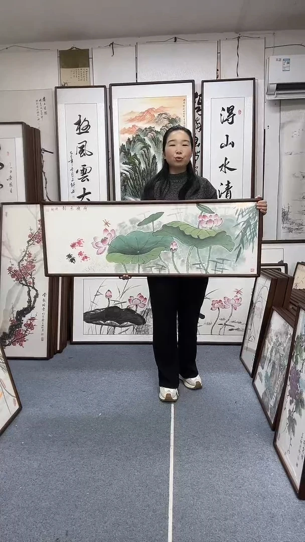 国画尺寸43*123实木画框京东包邮手绘