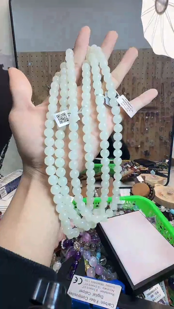 项链银S925镶嵌和田玉村1648 约9mm 多样性发一件