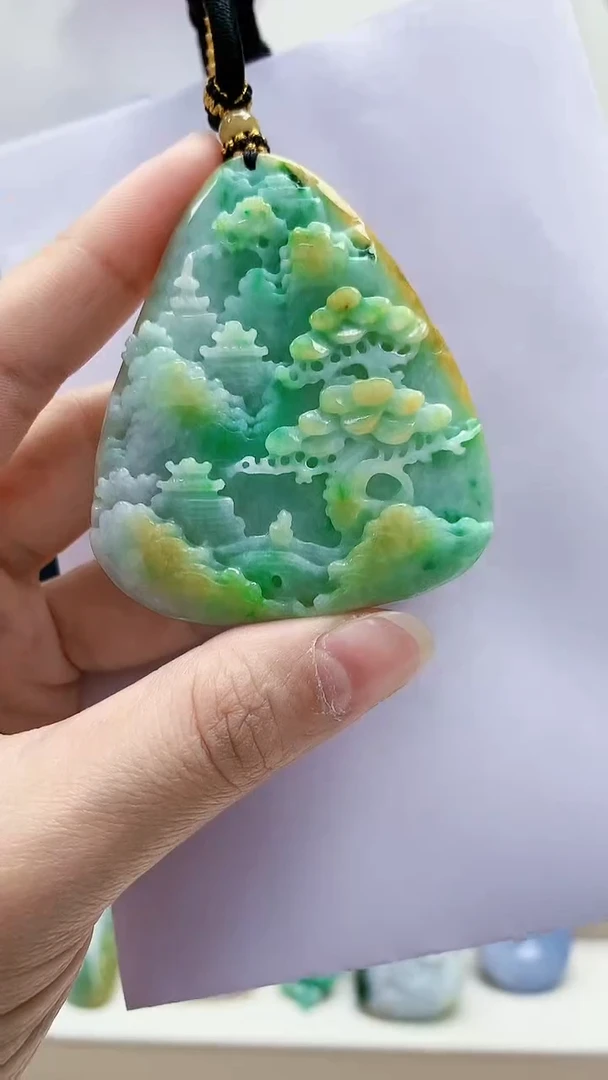 未镶嵌定制翡翠5060lr-毛货挂件3