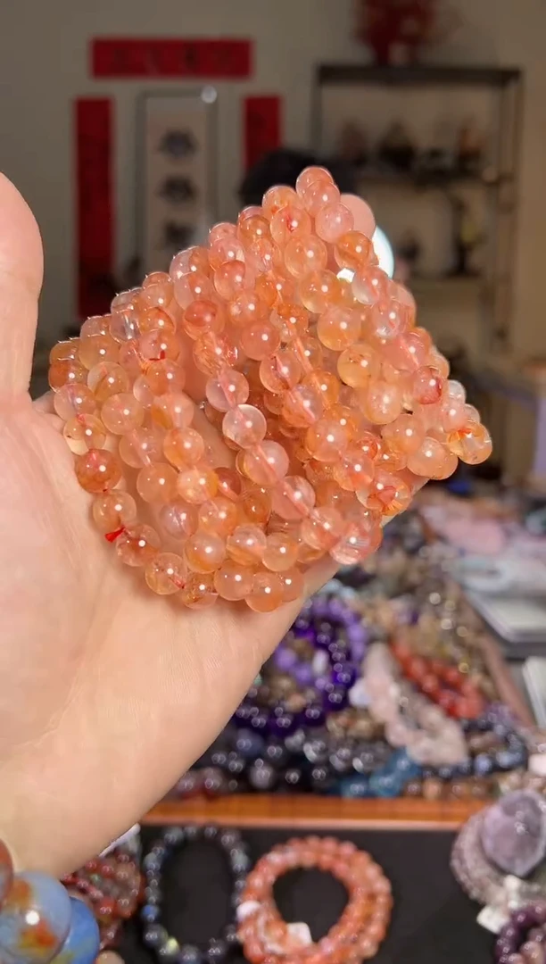 【闪购商品】水晶手链未镶嵌9mm+红胶花手串（多样性发其一）