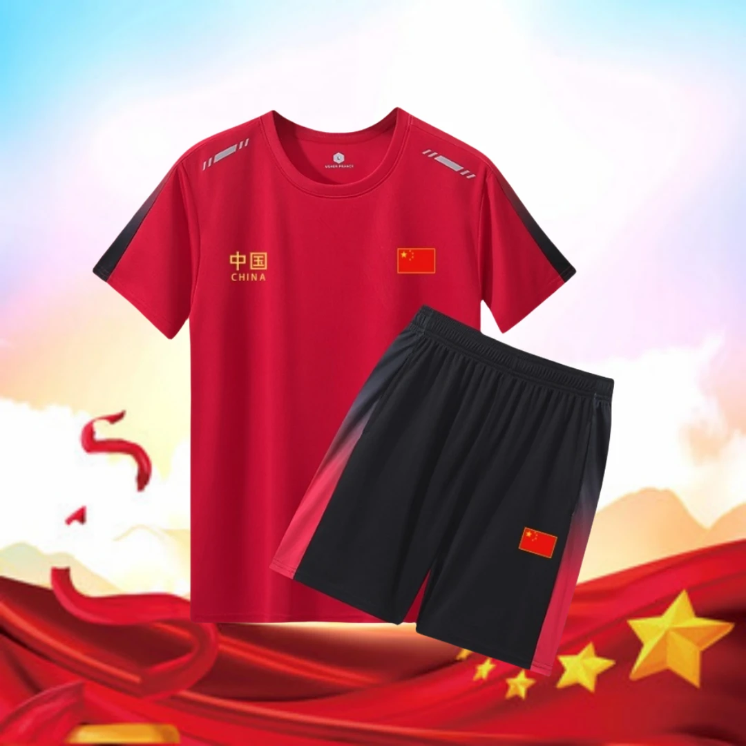 国家队套装-速干夏季夏季情侣透气运动套装t恤男款多巴胺穿搭
