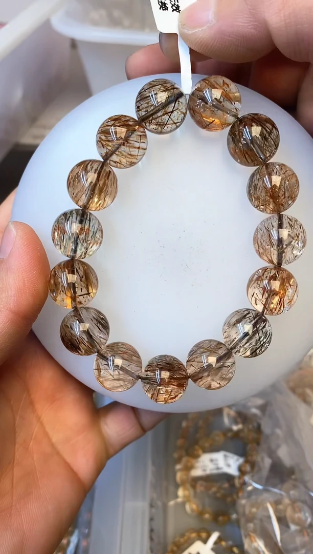 【闪购商品】水晶手链未镶嵌55 黑金超七15mm+