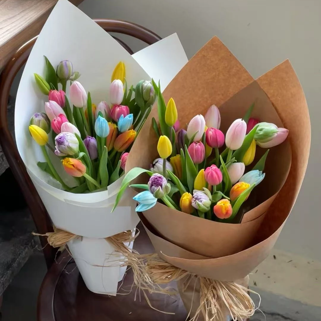 加厚157克造型纸郁金香花束包装纸硬卡纸包花硬挺纸手工diy