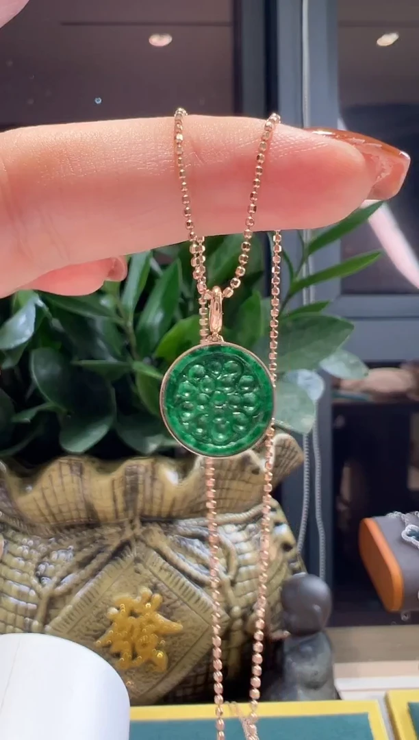 吊坠(不含链)18K金镶嵌翡翠翡翠智慧佛眼吊坠K红