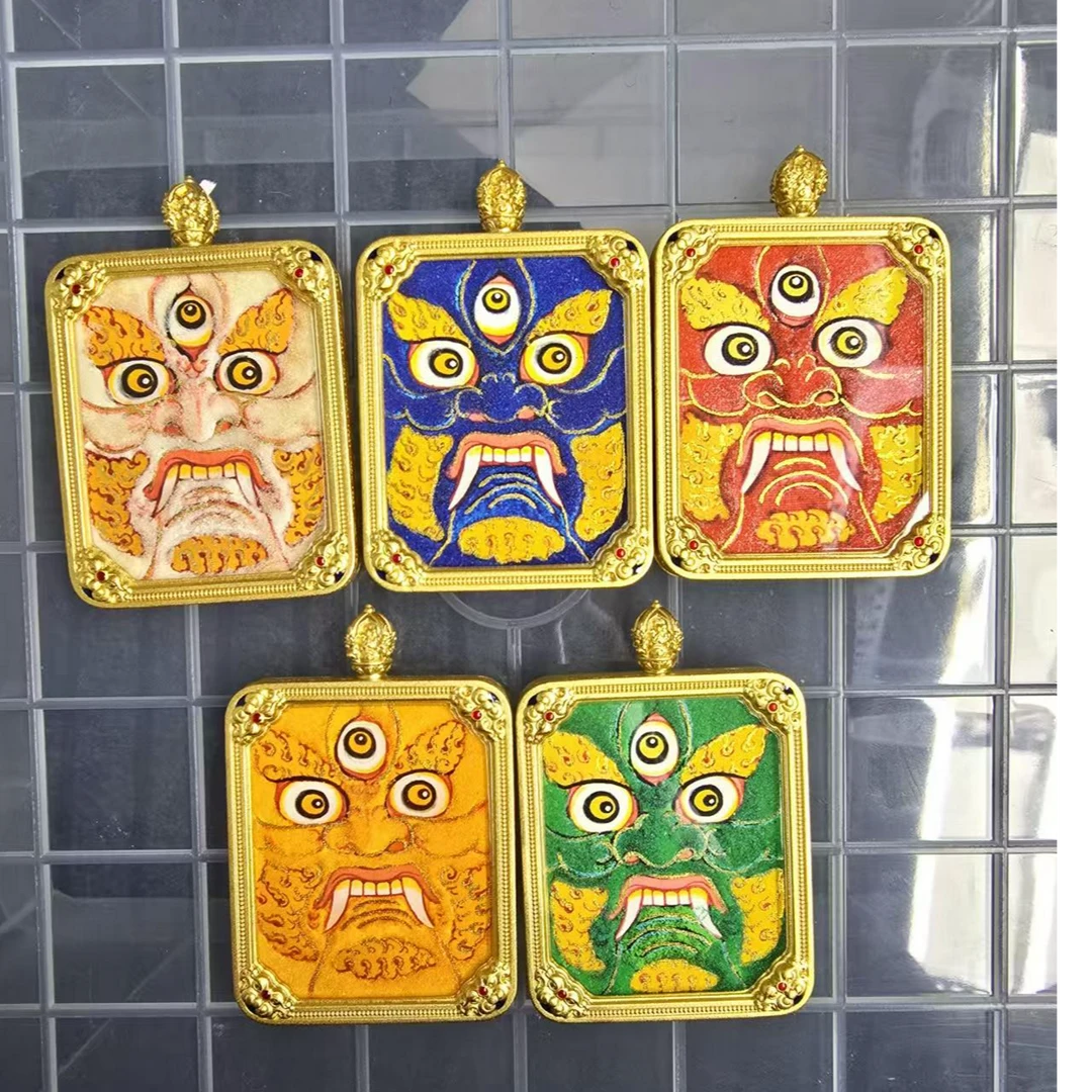 五路cc双面矿砂款【鏡覌甄选】热贡 画风 随身 携带 唐卡 藏传 文化