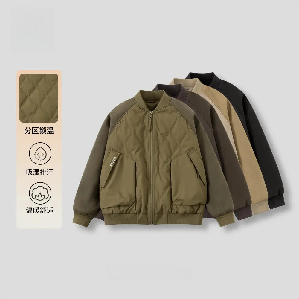 NTOG-0NE秋冬新款拼接宽松棒球领保暖舒适棉服休闲男士外套秋冬款