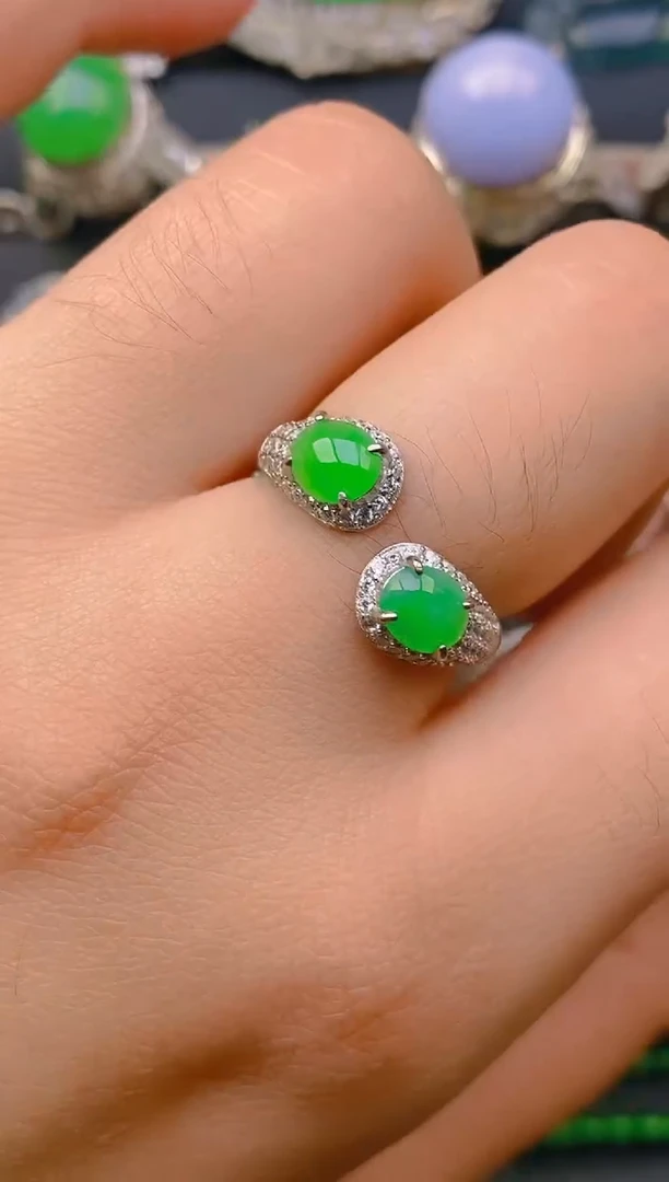 【闪购商品】翡翠戒指银S925镶嵌天然A货翡翠1