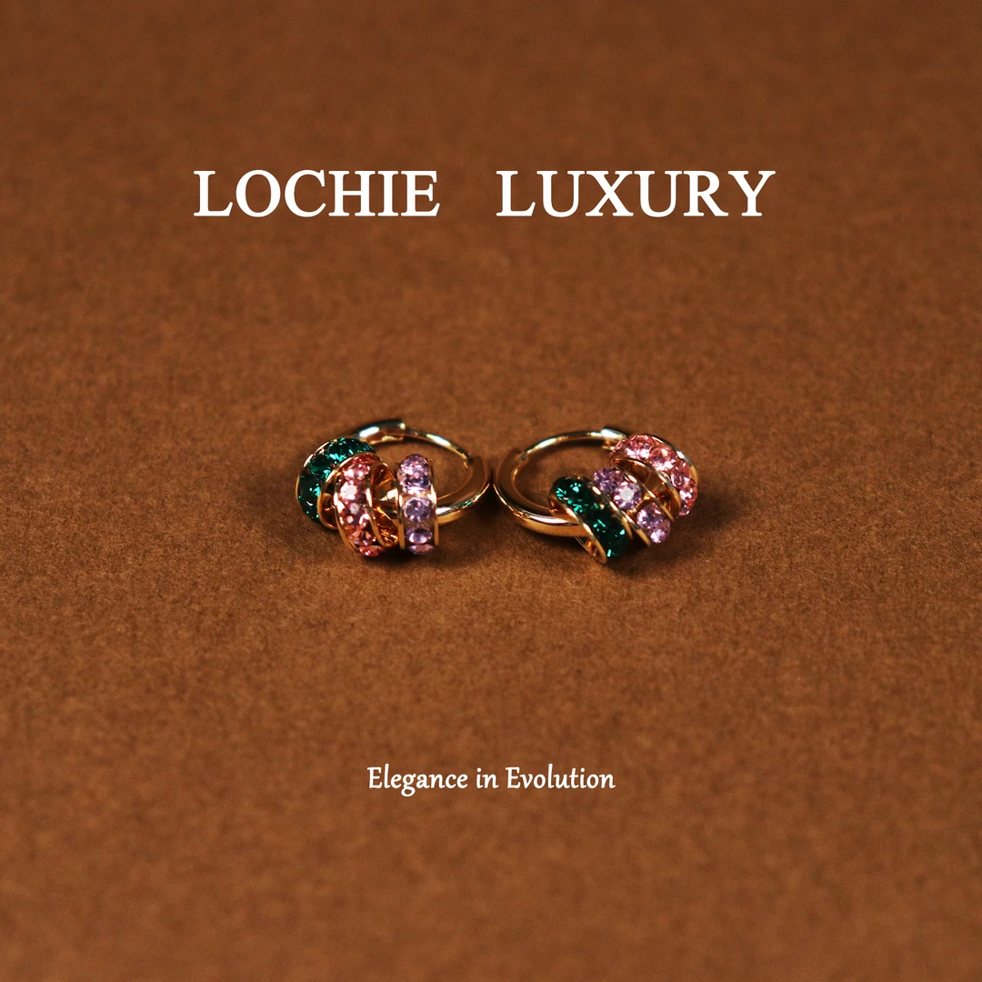 黄铜锆石耳饰 【春和景明】L071法式经典简约百搭三色串珠圈圈耳钉