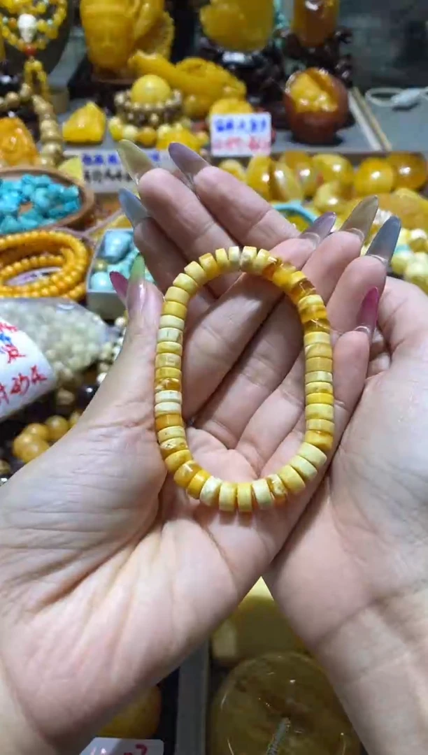 未镶嵌蜜蜡裸石干白花精工药片手串