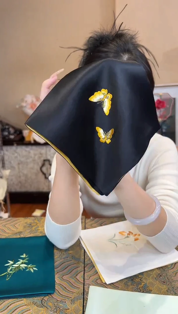 刺绣苏绣手工刺绣100桑蚕丝手帕