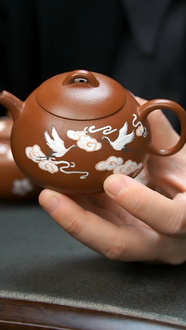 【闪购商品】紫砂茶壶朱泥仙鹤壶微瑕