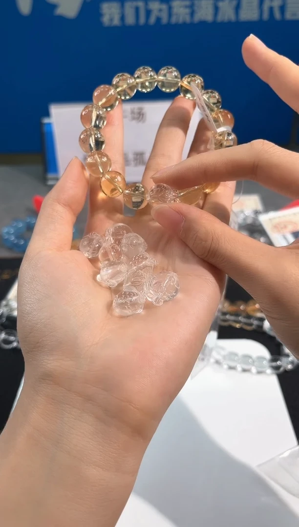 水晶手链未镶嵌89号白水晶小鱼单颗配件