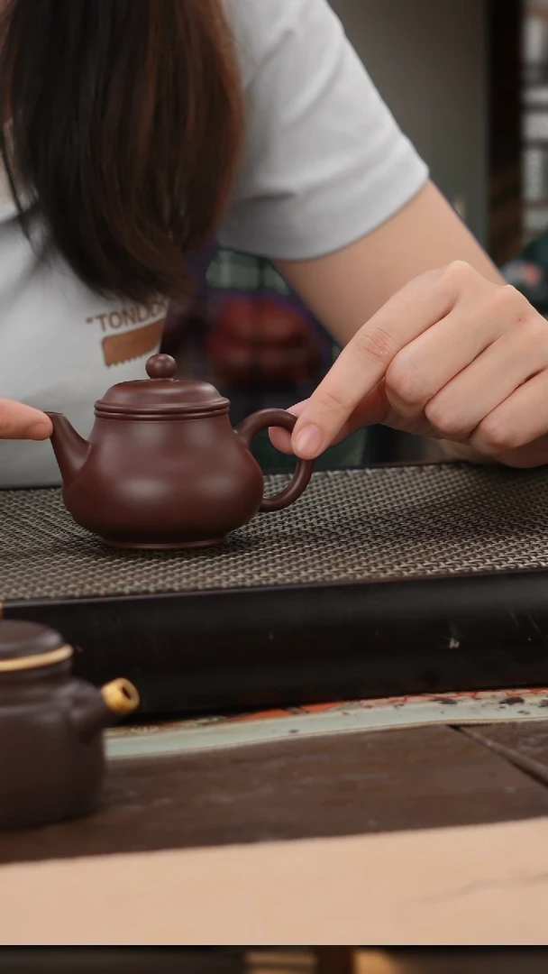 茶壶紫砂紫袍玉砂超精工矮潘100cc