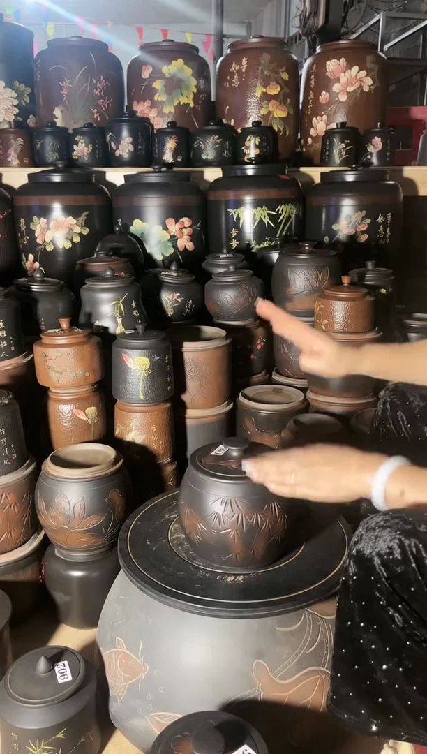 【闪购商品】壶瑕疵茶叶罐 高腰鼓竹子  860