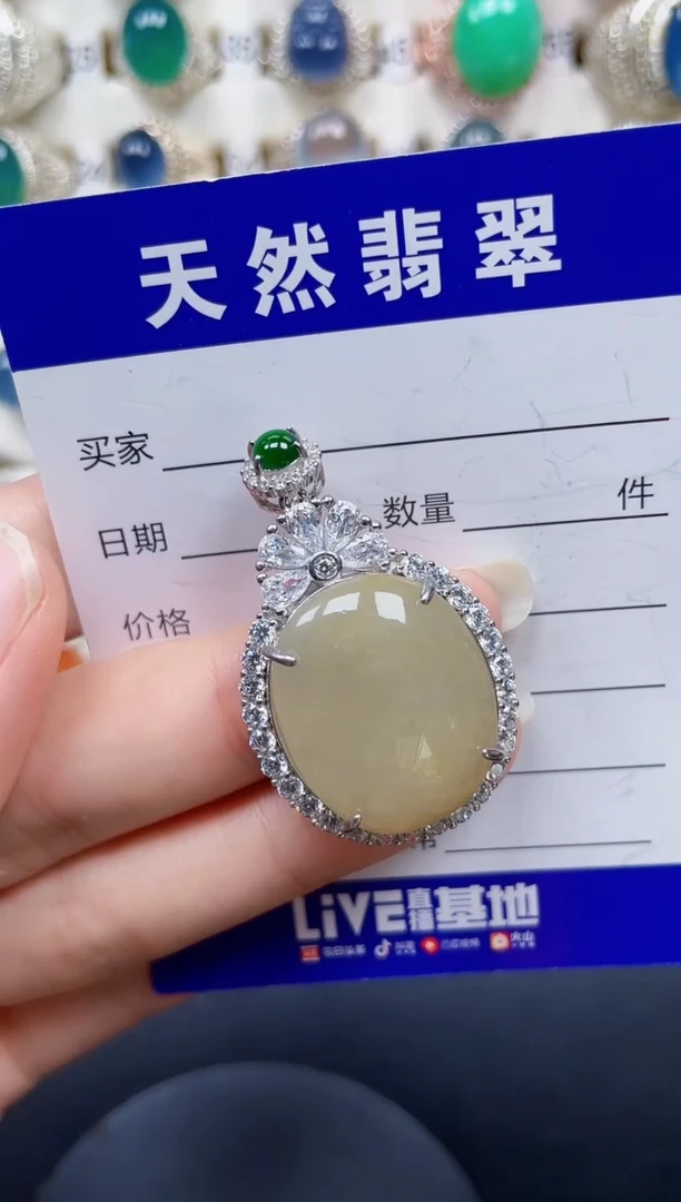 颈饰银S925镶嵌翡翠387