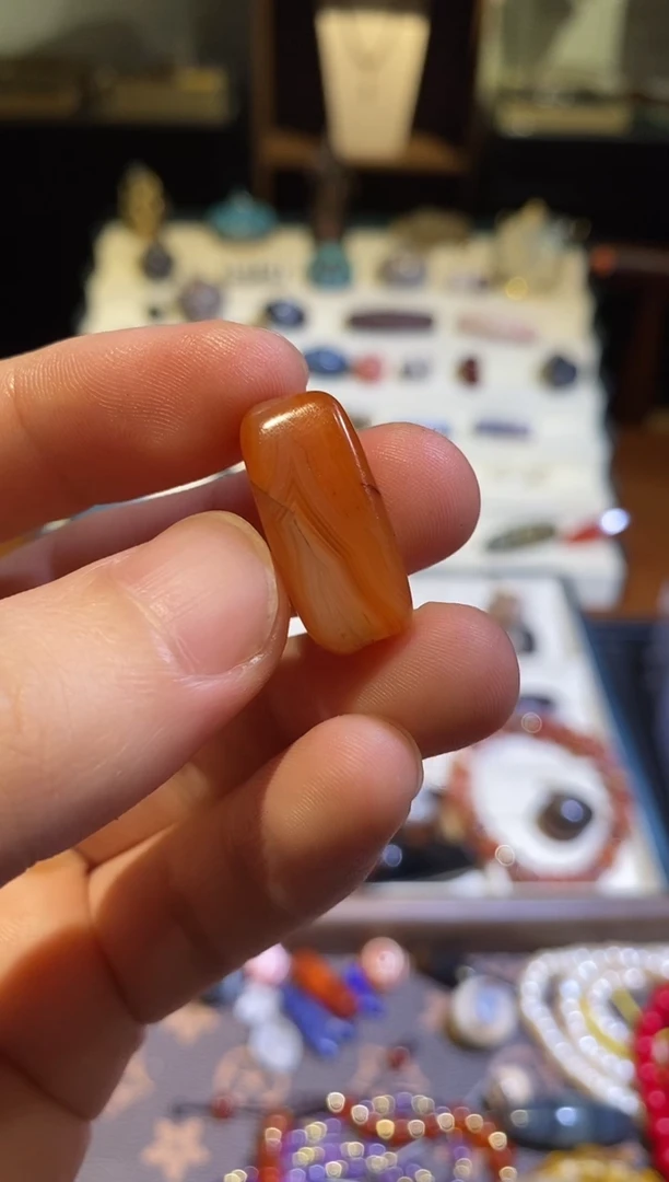 未镶嵌玛瑙/玉髓珠宝奇石西亚 方 老缠丝 辽金  23.3x10.4