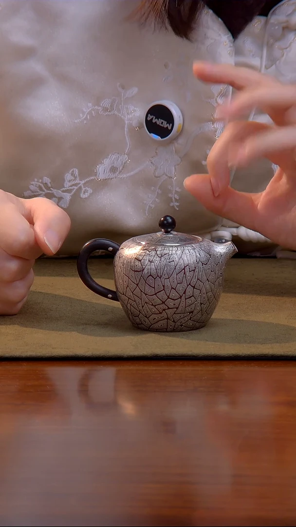 大千手作 巨轮珠 木纹金 足银 泡壶