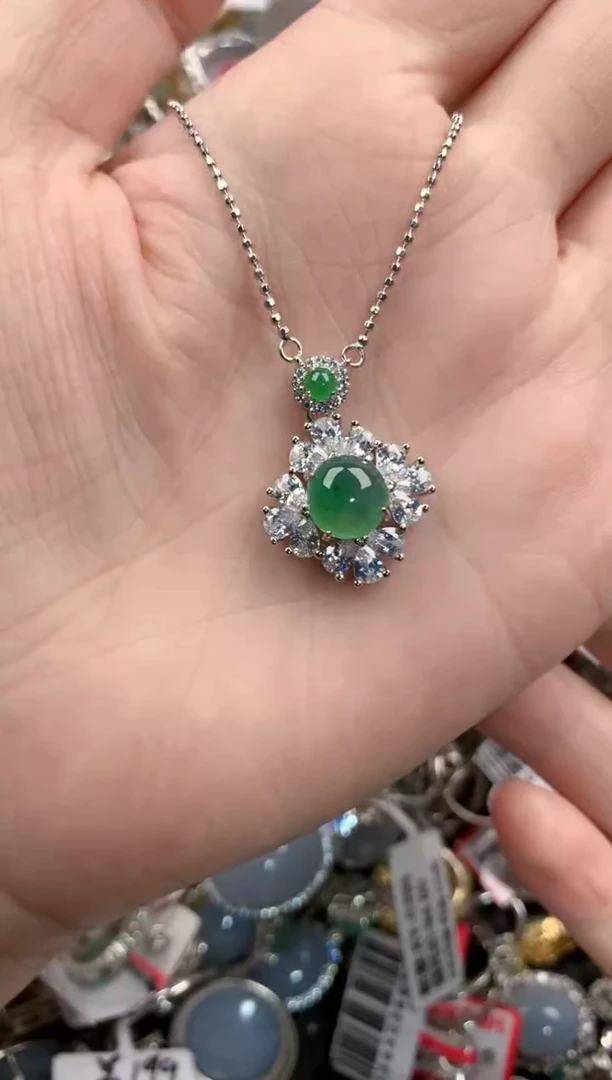 银S925镶嵌戒指翡翠5555----10