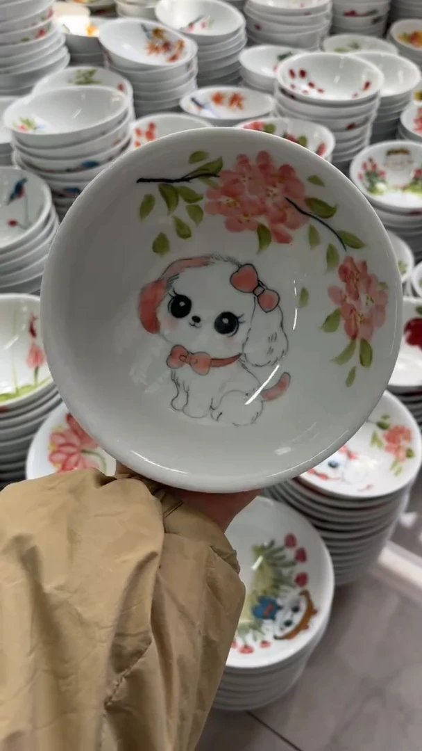 瓷片景德镇高温陶瓷食品级手绘釉中彩-壮壮碗