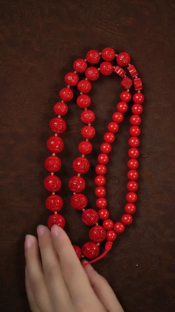 天然辰砂闪购 百福项链