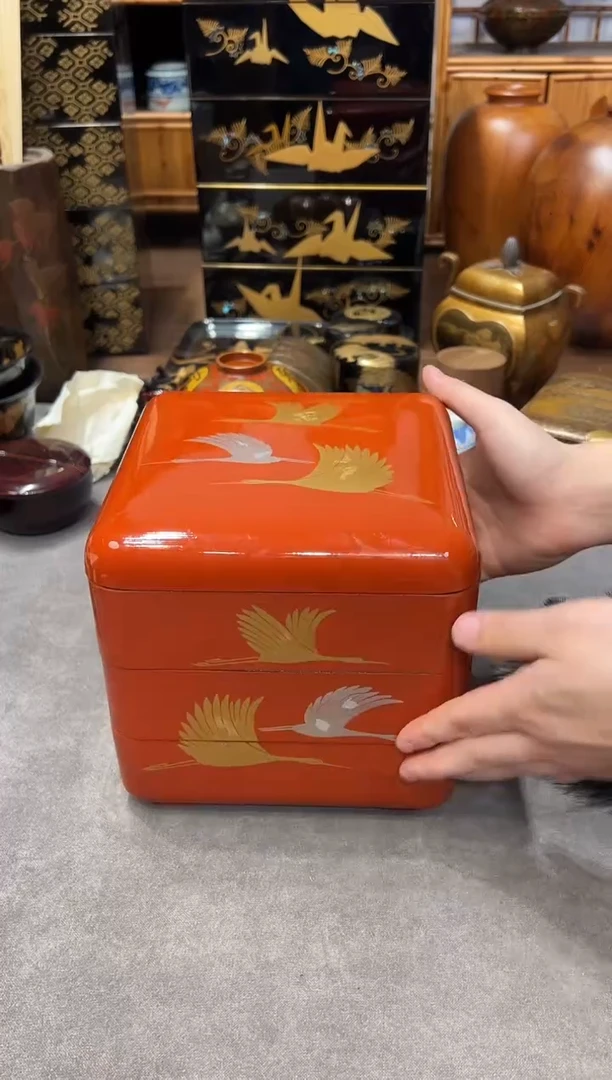 金银莳绘 三段 （木粉）大漆漆器大漆漆器