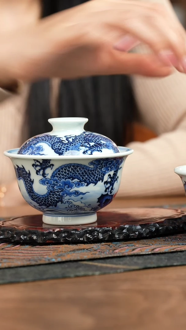 【闪购商品】阳春白雪  鱼化龙盖碗