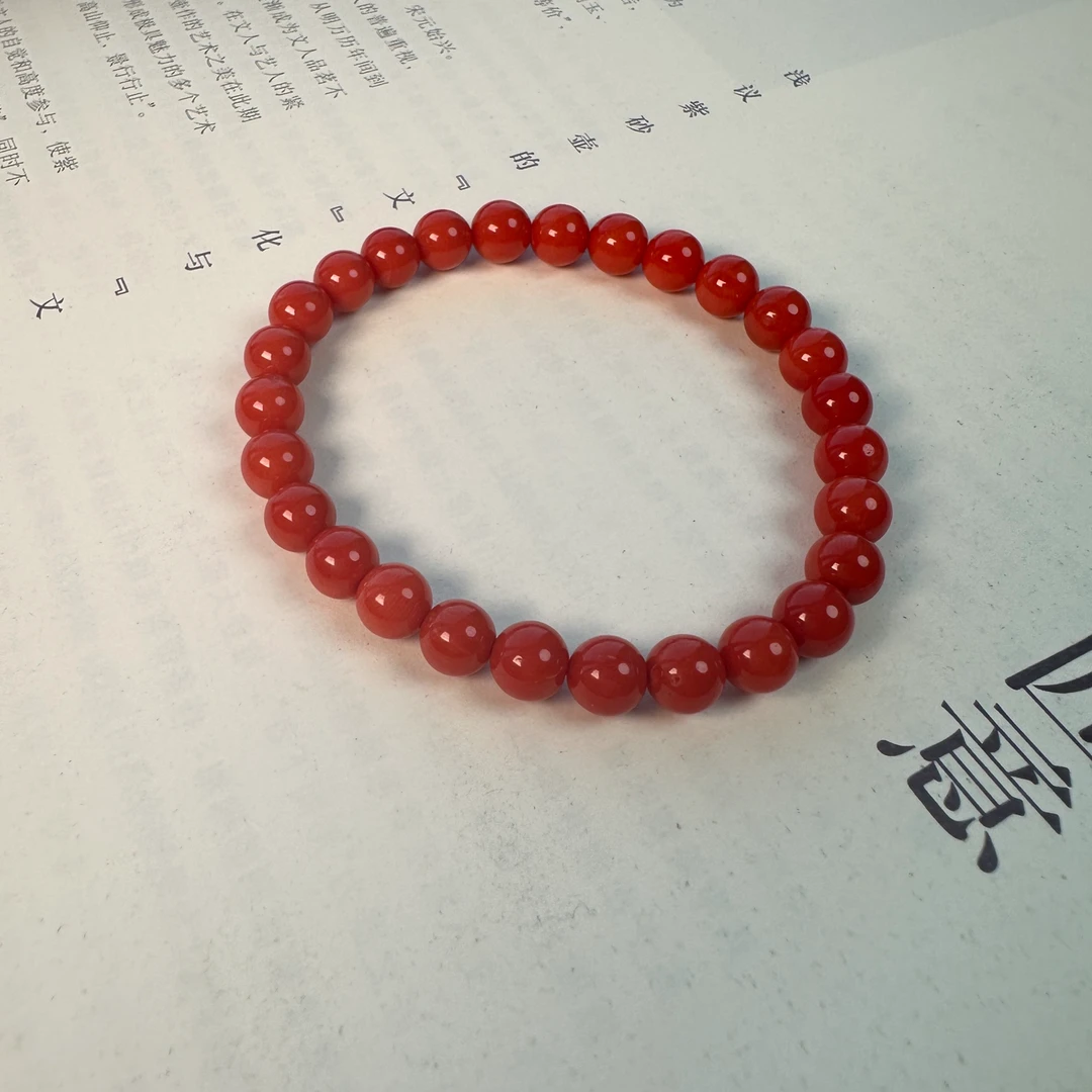 上品传承天然珊瑚圆珠手链