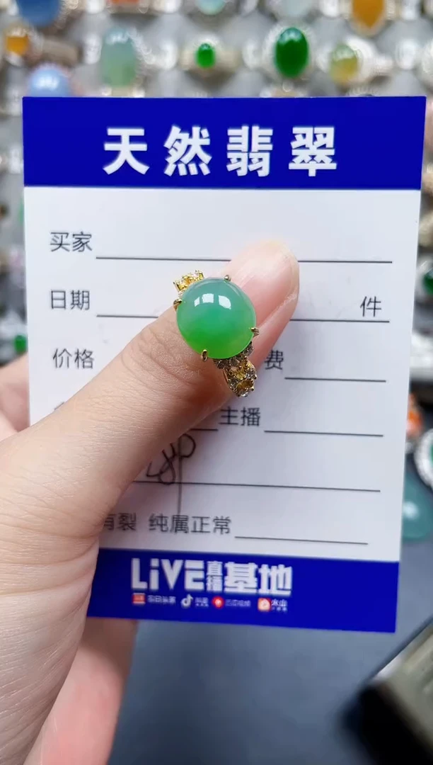 银S925镶嵌戒指翡翠289