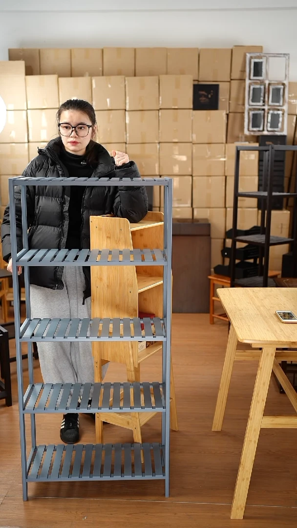 竹蓝色五层置物架