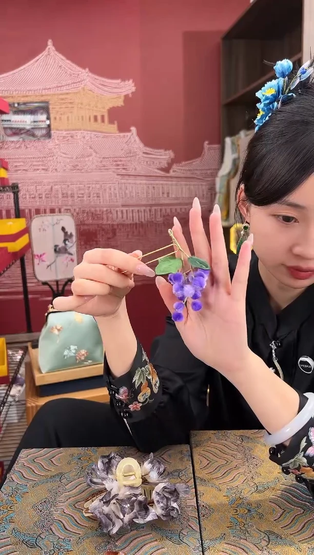 【闪购商品】刺绣非遗绒花（发饰）
