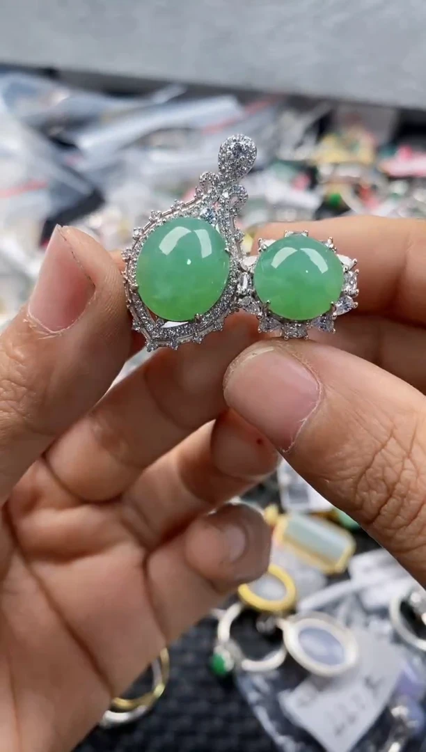 银S925镶嵌戒指翡翠10-10-10       7