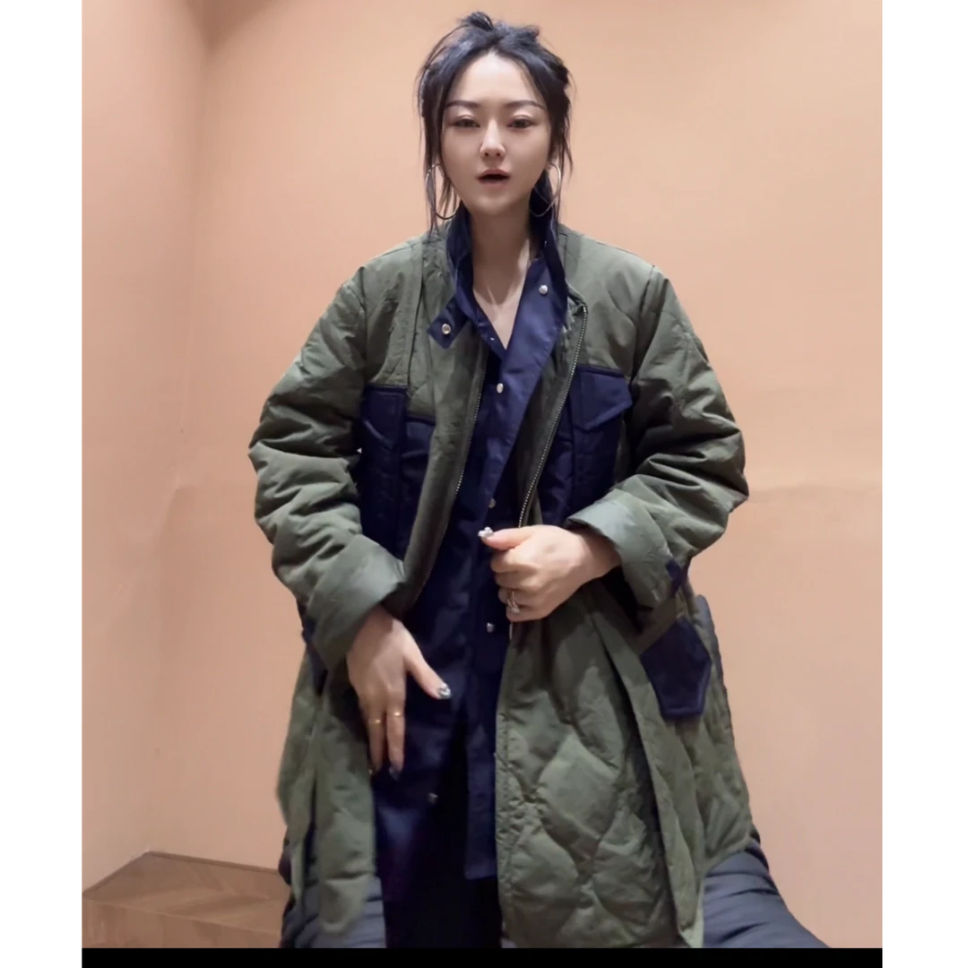museguhui/木色古汇7379#小众重工高货夹棉拼接撞色慵懒棉服外套